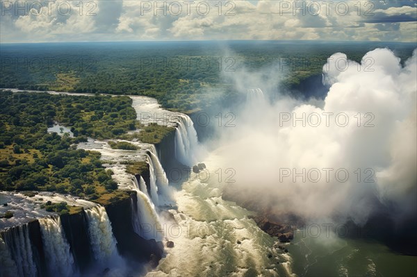 Aerial view of the Victoria Falls, Zambezi River, AI Generated, AI generated