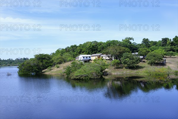 Settlement along an Amazon tributary, Amazonas state, Brazil, South America