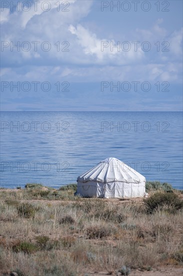 Yurt on Lake Issyk Kul, Kyrgyzstan, Asia