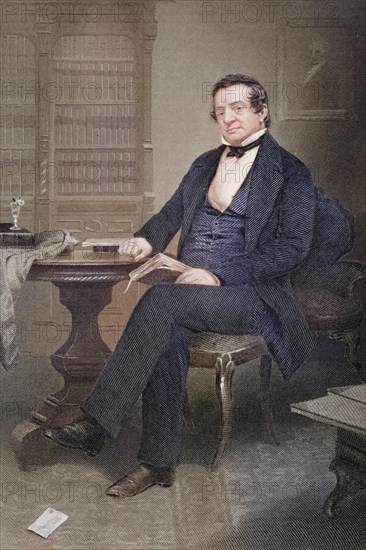 Washington Irving (born 3 April 1783 in New York, died 28 November 1859 in Sunnyside, Tarrytown) was an American writer, after a painting by Alonzo Chappel (1828-1878), Historical, digitally restored reproduction from a 19th century original