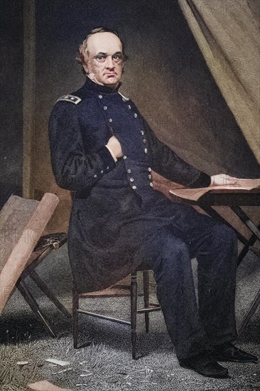Henry Wager Halleck (born 16 January 1815 in Westernville, New York, died 9 January 1872 in Louisville, Kentucky) was an officer, scholar and lawyer, after a painting by Alonzo Chappel (1828-1878), Historic, digitally restored reproduction from a 19th century original