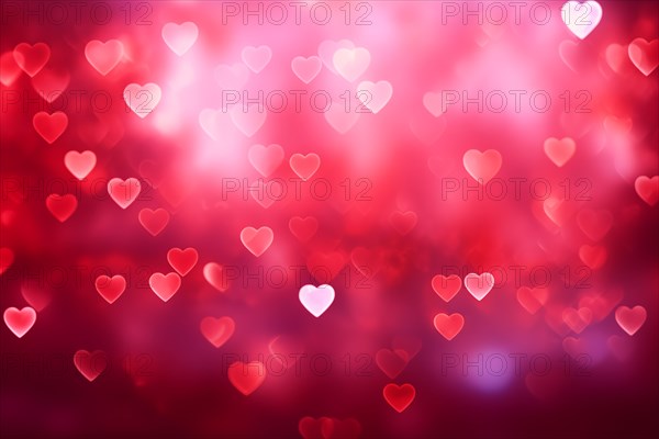 A romantic and dreamy background featuring heart-shaped bokeh lights, perfect for Valentine Day or love-themed designs, AI generated