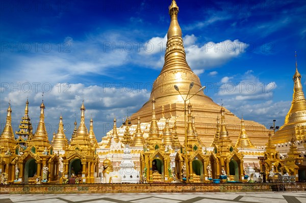 Myanmar famous sacred place and tourist attraction landmark, Shwedagon Paya pagoda. Yangon, Myanmar, Asia