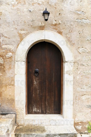 Door to the monk's cell, monastery church, Arkadi Monastery, Moni Arkadi, national monument, Crete, Greece, Europe