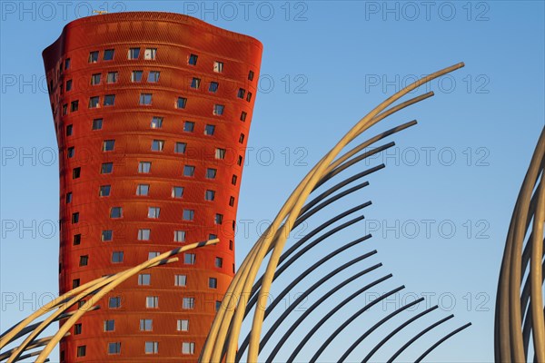 Facade of the Porta Fira hotel building designed by the Japanese architect Toyo Ito in the city of Hospitalet de Llobregat in the metropolitan area of Barcelona in Spain