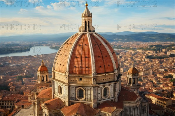 Florence dome viewed from above, Italy, AI Generated, AI generated, Europe