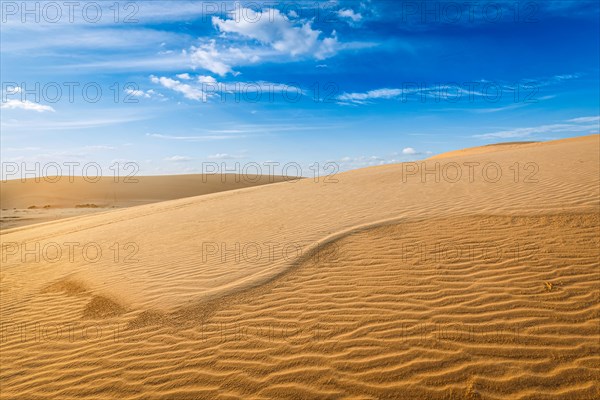 White sand dunes on sunrise, Mui Ne, Vietnam, Asia