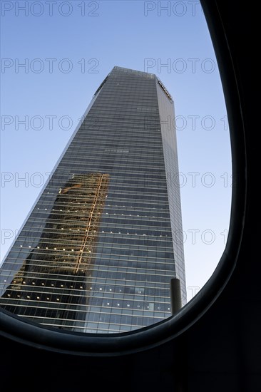 Office towers in the contemporary urban landscape in the Cuatro Torres financial area in the city of Madrid in Spain