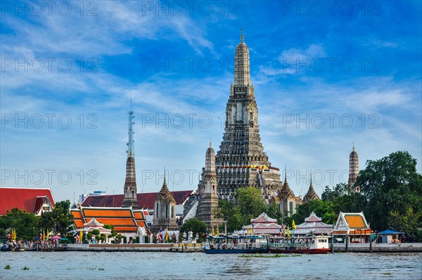 Buddhist temple (wat) Wat Arun on Chao Phraya River. Bangkok, Thailand, Asia