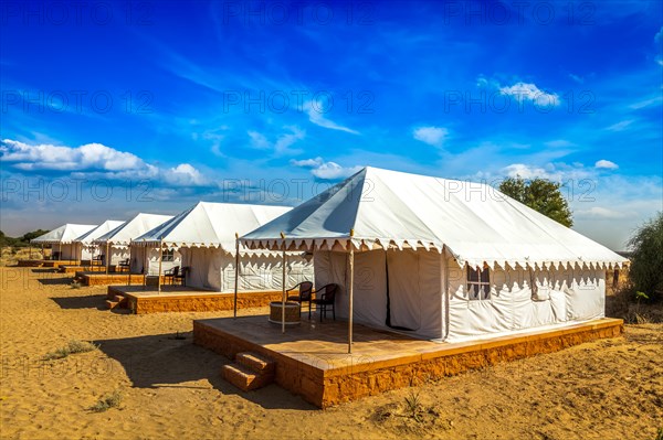 Tent camp in Thar desert in Jaisalmer, Rajasthan, India, Asia