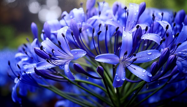 Agapanthus black magic, African lily, with delicate petals against a dark background highlighting their natural beauty, AI generated