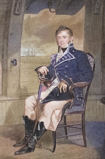 James Lawrence (born 1 October 1781 in Burlington, New Jersey, died 4 June 1813) was an American naval officer, after a painting by Alonzo Chappel (1828-1878), Historic, digitally restored reproduction from a 19th century original