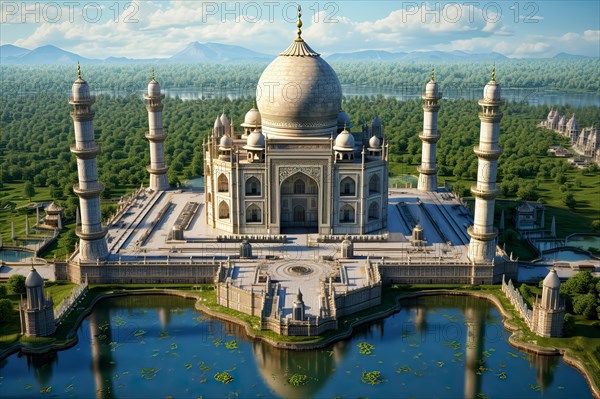 Surrealist view of Agra Taj Mahal, India, AI Generated, AI generated, Asia