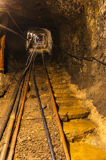 Underground tunnel in the former Ginevro mine, Miniere Calamita, Elba, Tuscan Archipelago, Tuscany, Italy, Europe