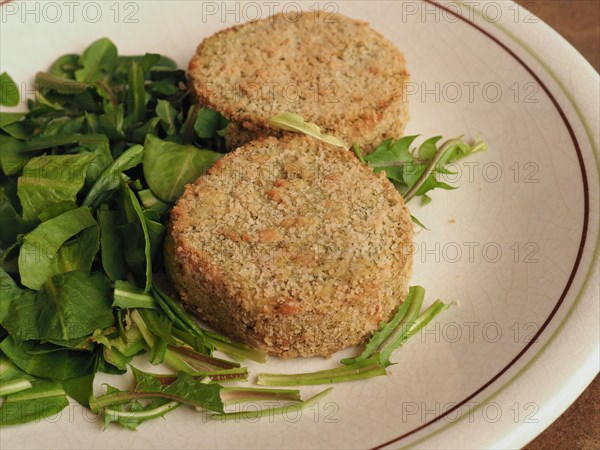 Vegan burger with salad