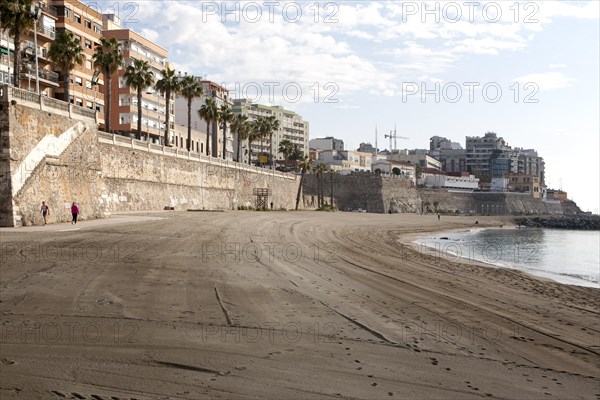 Sandy beach Calle Independencia, Ceuta, Spanish territory in north Africa, Spain, Europe