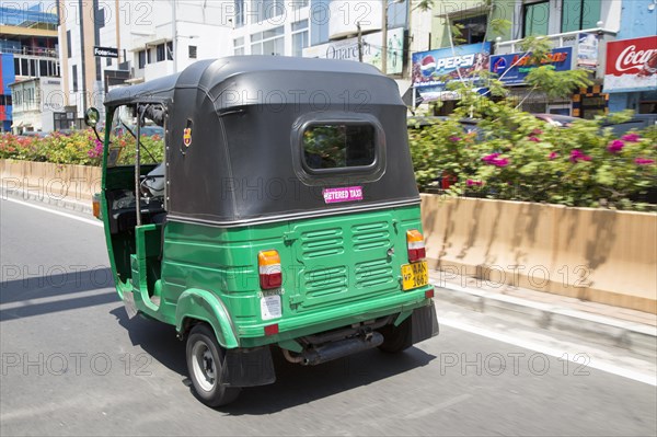 Tuk Tuk motorised tricycle metered taxi vehicle, Colombo, Sri Lanka, Asia