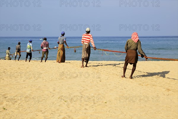 Traditional fishing hauling nets Nilavelli beach, near Trincomalee, Eastern province, Sri Lanka, Asia