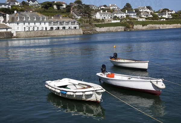 Dinghies boats in the harbour, St Mawes, Cornwall, England, UK