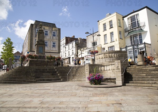 War memorial in town centre of Chepstow, Monmouthshire, Wales, UK