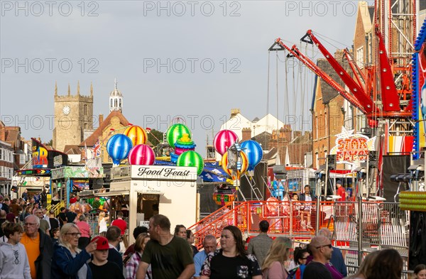 Mops fair fairground, High Street, Marlbrough, Wiltshire, England, UK October 7th 2023