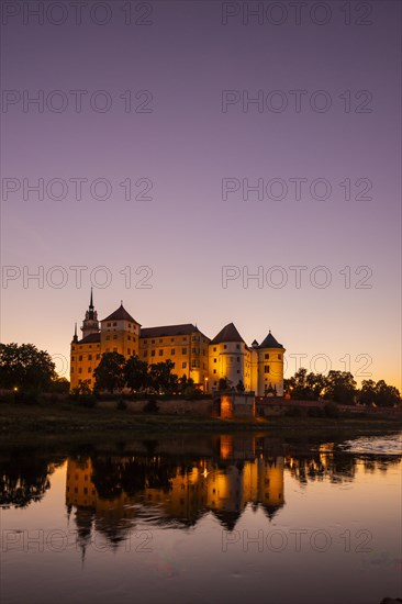 Hartenfels Castle, in the evening, Torgau, Saxony, Germany, Europe