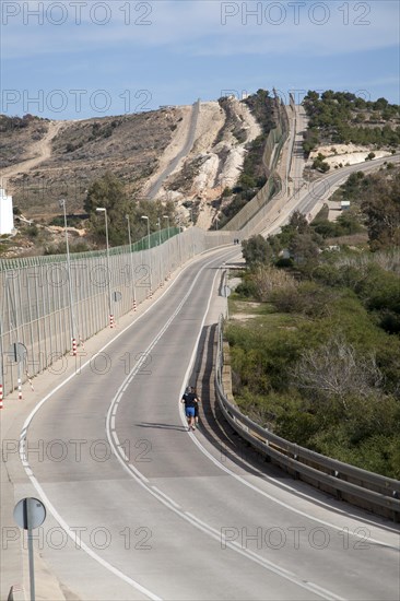 High security fences separate the Spanish exclave of Melilla, Spain from Morocco, north Africa, January 2015