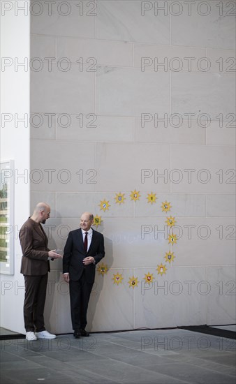 Federal Chancellor Olaf Scholz (SPD) pictured at the traditional reception for carol singers at the Federal Chancellery in Berlin, 8 January 2024