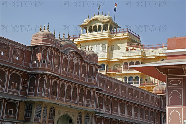 Chandra Mahal, Chandra Niwas, most commanding building in the City Palace complex, Jaipur, Rajasthan, India, Asia
