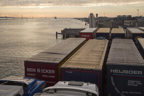 Lorries on Stena Lines ferry, Port of Rotterdam, Hook of Holland, Netherlands