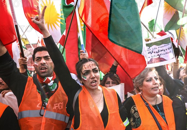 Thousands of Iranians demonstrate in Berlin to support the protests in Iran. The demonstration was called by the Woman Life Freedom Collective, Berlin, 22.10.2022