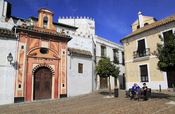 Attractive historic doorway and buildings in old inner city, Cordoba, Spain, Europe