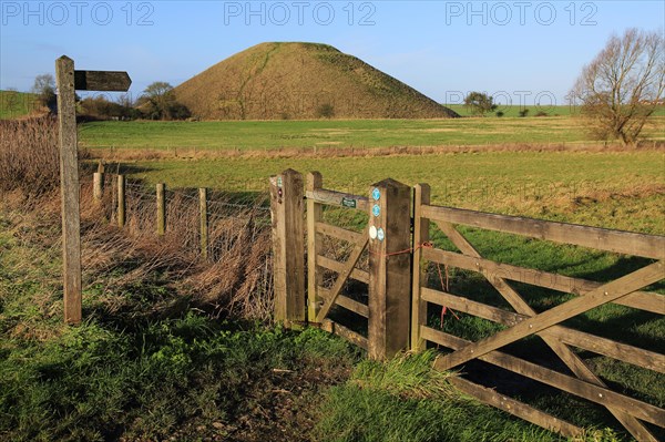 Silbury Hill neolithic site Wiltshire, England, UK is the largest manmade prehistoric structure in Europe