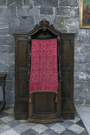 Historic confessional in the church of San Donato, Via S. Donato, 10, in the centre of Genoa, Italy, Europe