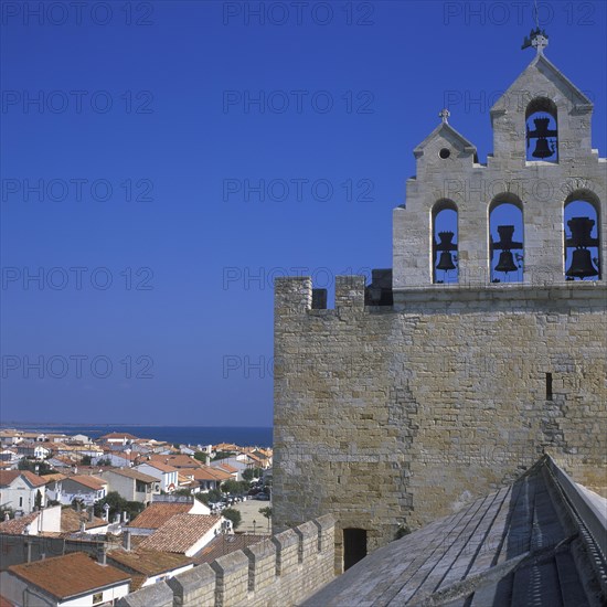 View from the roof of Notre-Dame-de-la-Mer church, Saintes-Maries-de-la-Mer, Camargue, France, Europe