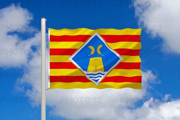 The flag of Formentera, Spain, Balearic Islands, Island, Europe, Studio, Europe