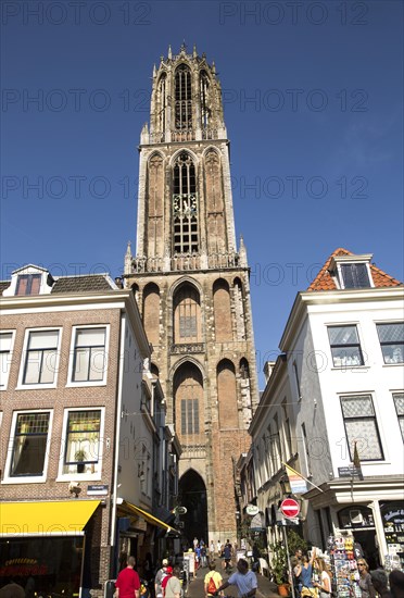 Famous fourteenth century Dom church tower in city of Utrecht, Netherlands