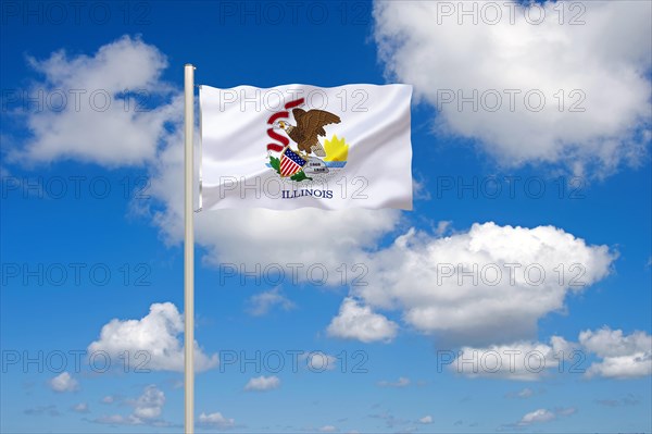 The flag of Illinois, Lake, Michigan, Chicago, state in the Midwest of the USA, capital is Chicago, Studio