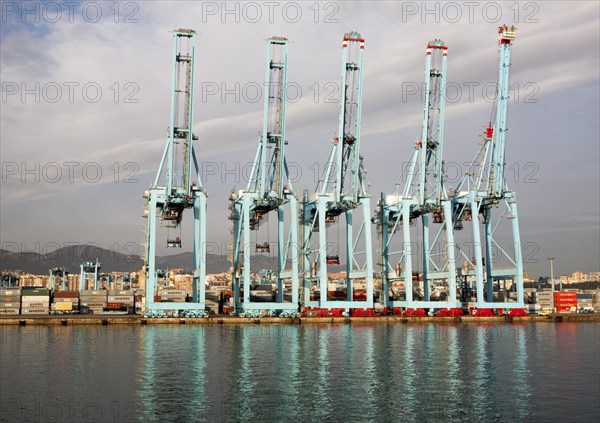 Large cranes APM Terminals container ship port at Algeciras, Cadiz Province, Spain, Europe