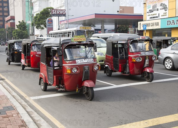 Tuk Tuks motorised tricycle taxi vehicles, Colombo, Sri Lanka, Asia