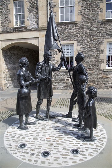 Quincentenary statue on Tower Knowe, Hawick, Roxburghshire, Scotland, UK