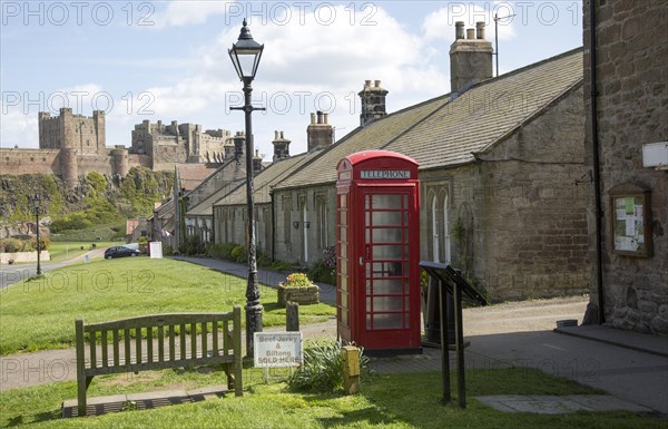 Bamburgh castle and village, Northumberland, England, UK