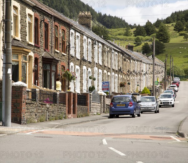 Terraced houses in Blaengwynfi, Neath Port Talbot area, South Wales, UK