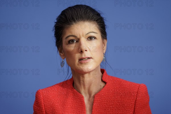 Dr Sahra Wagenknecht, Member of the Bundestag, recorded at the Federal Press Conference on the founding of the Sahra Wagenknecht Alliance, Reason and Justice party and proposal of the European top candidates, in Berlin, 8 January 2024