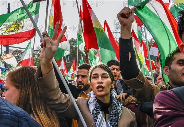 Thousands of Iranians demonstrate in Berlin to support the protests in Iran. The demonstration was called by the Woman Life Freedom Collective, Berlin, 22.10.2022