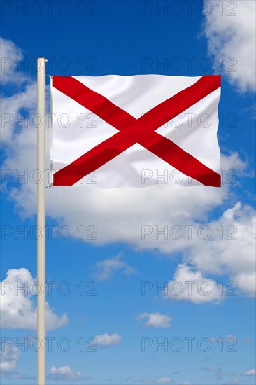 The flag of Alabama, state in the south-east of the USA, studio