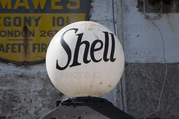 Old shell petrol pump, St Mawes, Cornwall, England, UK