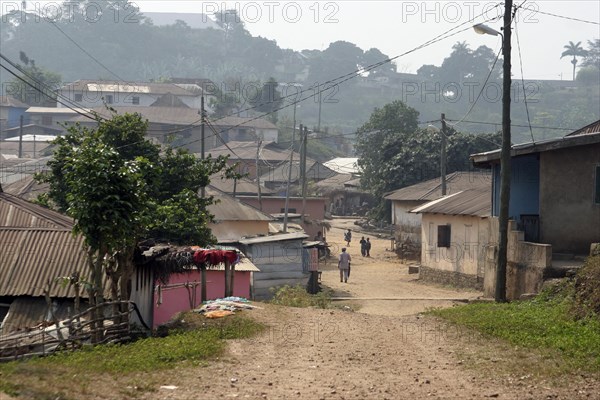 Street in village near Volta, Ghana, West Africa, Africa