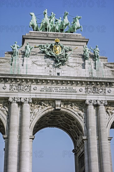 Triumphal arch at the Parc du Cinquantenaire, Jubelpark in Brussels, Belgium, Europe