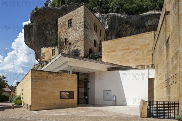 Entrance of the Musee national de Prehistoire, museum about prehistoric life at Les Eyzies-de-Tayac, Dordogne, France, Europe